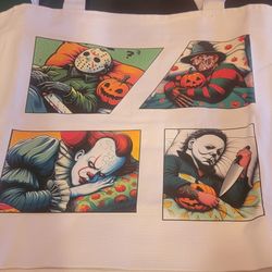 Freddy Krueger, Penny Wise, and Micheal Myers Tote Bag