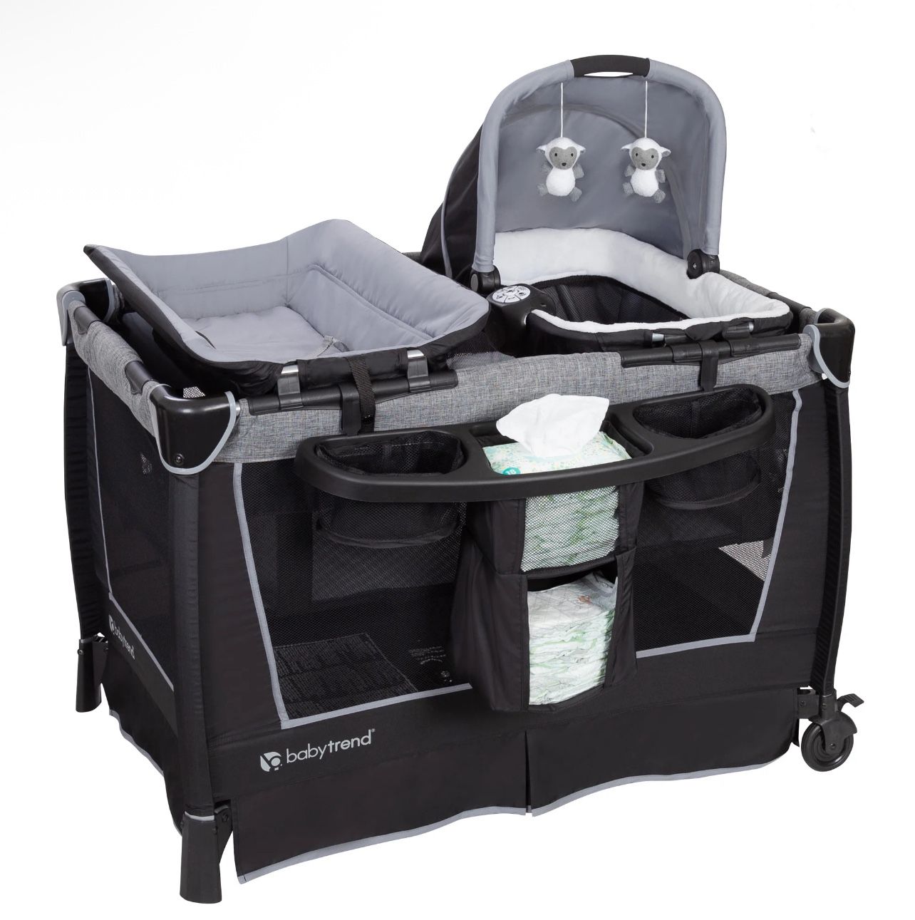(Only $70 | Save $65!) [Pickup in Upland] Baby Trend Simply Smart Nursery Center Playard with Bassinet and Travel Bag - L68 Whisper Grey