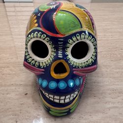 Collectible Ceramic Art Hand Painted Skull from Oaxaca