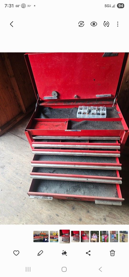 Metal toolbox with 4 drawers, steel toolbox
