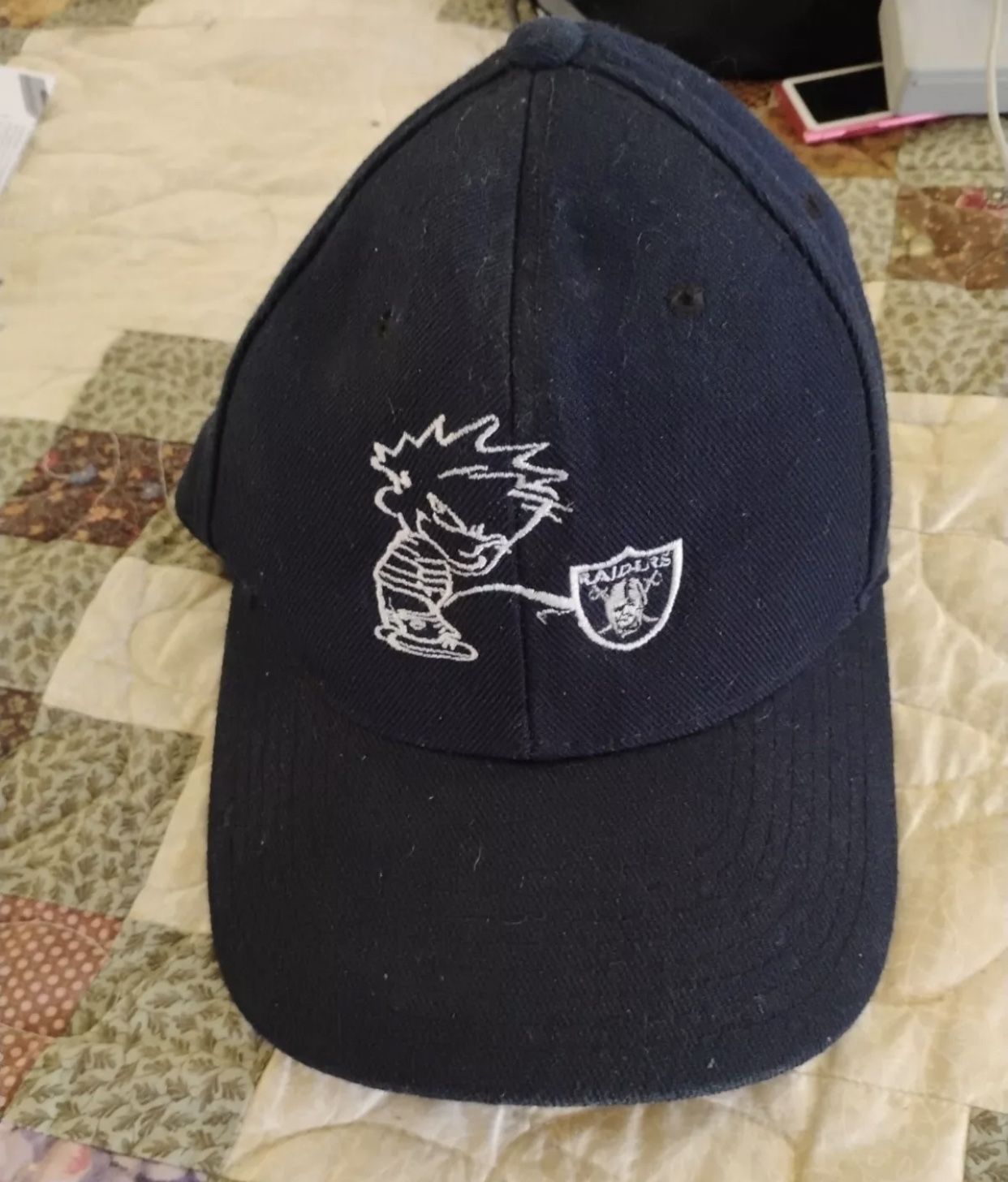 Calvin And Hobbes Calvin Peeing On Oakland Raiders Logo Snapback Hat
