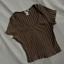 light brown ribbed crop top (small) 