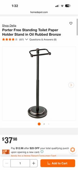 Shop Delta Porter Free Standing Toilet Paper Holder Stand in Oil Rubbed Bronze