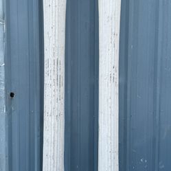 Pr Decorative Cast Aluminum Fluted Half Columns approx 8’8” tall.  Will go flat up against wall and will never rust.   Will need to be pressure washed