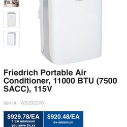 Friedrich Portable Air Conditioner 11000 BTU