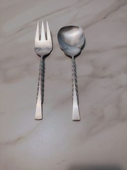 International Deep Silver Salad Serving Fork And Spoon Silver Plated