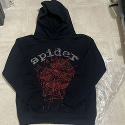Sp5der hoodie red rhinestone