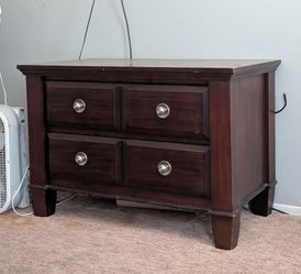 2 drawer brown wood dresser