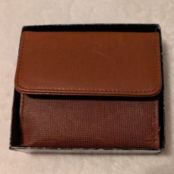 Wallet Mini Organizer Brown Textured Genuine Leather Mundi 3.5" Length 4" Width