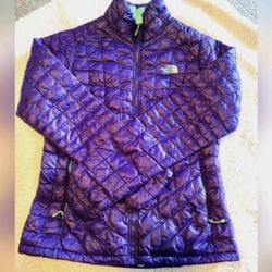 The north face women’s, small Thermo ball jacket, puffer, lightweight, royal, purple, mint green