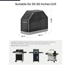 600D BBQ Grill Cover for Outdoor Grill 58 Inch, Heavy Duty, Waterproof,