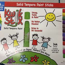 Kwik Stix Solid Tempera Paints, Thin Stix Paint Pens, Super Quick Drying, 12 Classic Colors for Children - 44 Pack, Hardly Used 