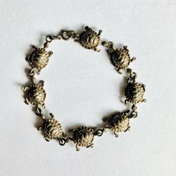 Silver Turtle Charm Bracelet 