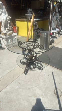 Glass Table With Metal Base (In Van Nuys) For Pick Up 