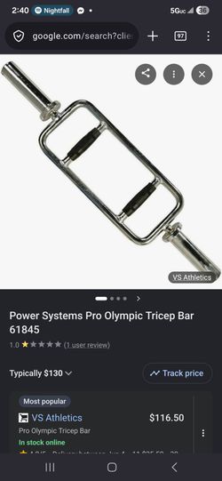 Power Systems Pro Olympic Tricep Bar with Rubber Handles