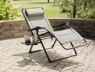 Timber Ridge Zero Gravity Lounger with Side Table and Adjustable Headrest
