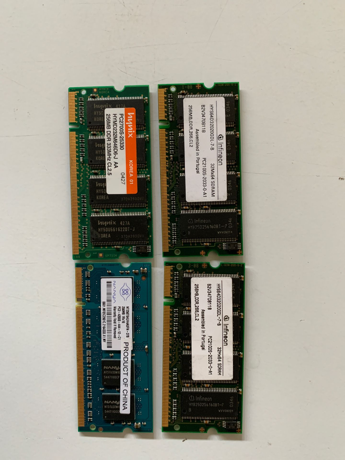 4 x 256MB PC2 Memory Laptop Ram/ Used/ Working