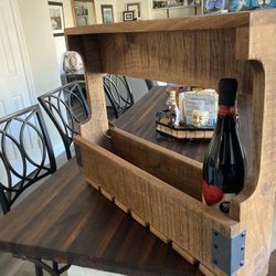 Solid Wood Hanging Wine Rack Metal brackets