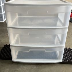 3 Drawer Plastic Organizer for Home and Office Supply Storage, Clear/White