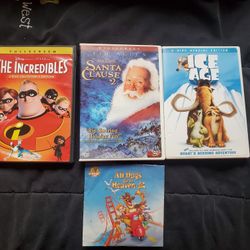 All Dogs O To Heaven 2, The Incredibles, Santa Clause 2 with Tim Allen, and Ice Age DVD MOVIES 