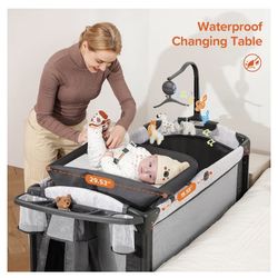 BRAND NEW 4-in-1 Baby Bassinet, Side Sleeper Crib, Diaper Changing Station & Play Pen
