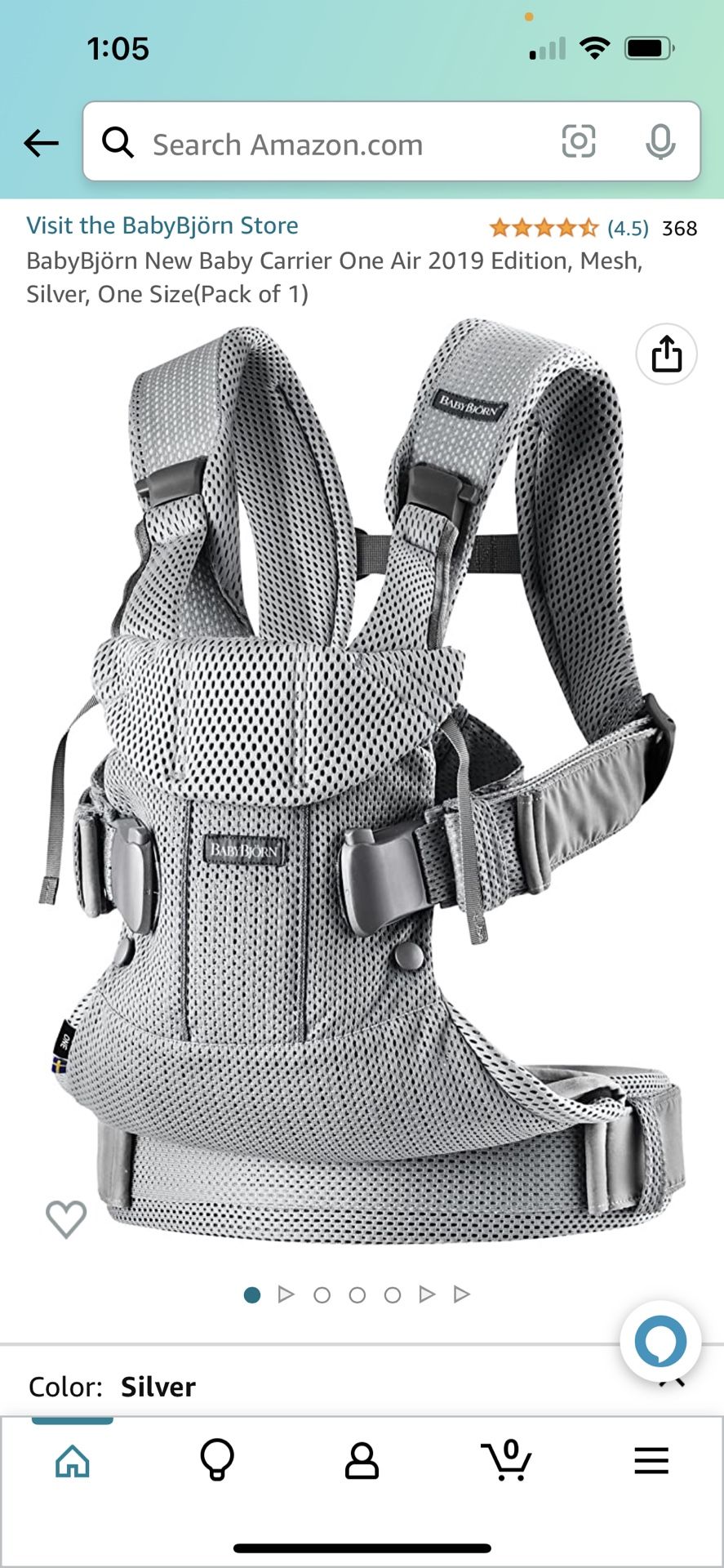 Babybjorn One Air Baby Carrier silver