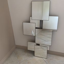 Modern Asymmetrical Wall Mirror Set / Abstract Multi-Panel Mirror Decor