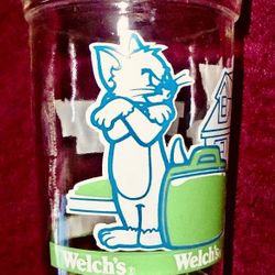 1993 Tom & Jerry™️ The Movie 4” Welch's Jelly Glass “Moving Bags Packed”