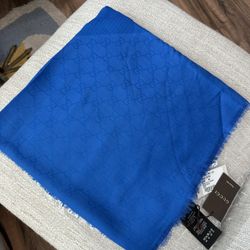 Authentic GUCCI summer scarf royal blue with GG logo 140*140cm