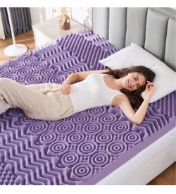 MUXHOMO 3.9 Inch 7-Zone King Mattress Topper, Egg Crate Memory Foam Mattress Topper King Size