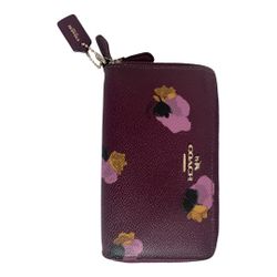 Coach Burgundy and Pink Floral Wallet
