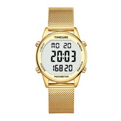 TIMEURE Women's Step Counter Watch With Stainless Steel Bracelet, Stylish Design, No App, No Charging Needed For Step, Calorie, Distance, Alarm, Count