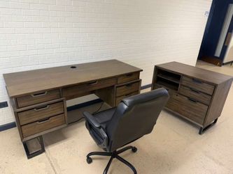 AspenHome Set : 66” Executive Desk with Electric Port and Combo File Cabinet