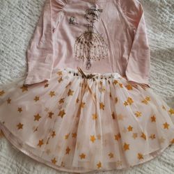 Holiday Set For Your Princess/ Tutu Skirt With Linen Plus Long Sleeve Ballerina Top