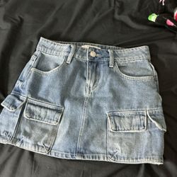 Denim Cargo Skirt