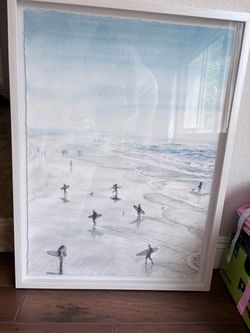 Framed Beach Surfers Wall Art Print