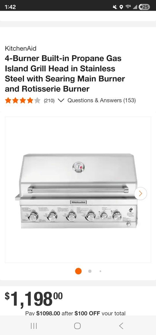 Kitchen Aid 4burner Gas Grill