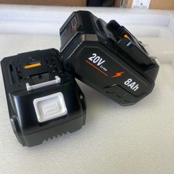 2 Pack 8.0 Ah  Battery - 18V  Lithium Replacement battery for Makita