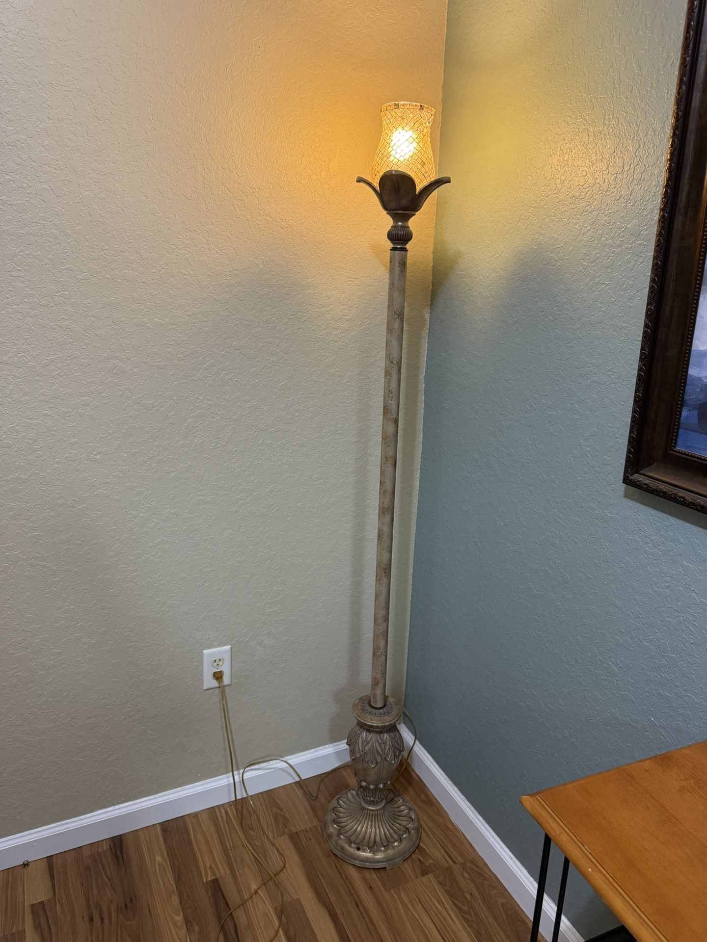 Elegant Tall Floor Lamp with Mosaic Glass Votive