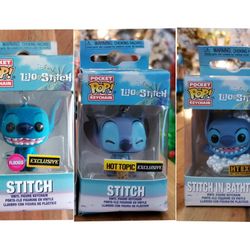 Stitch Funko Pop Keychain Exclusives Set Of 3 NEW