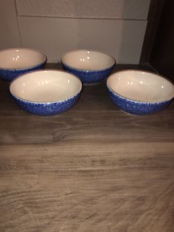 VINTAGE BLUE HOMER LAUGHLIN CHINA LEAD FREE BOWLS- (4).