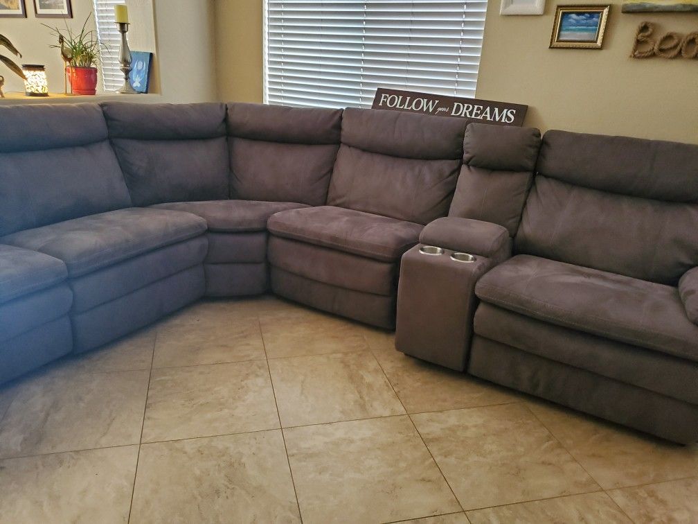 Reclining brown sectional sofa