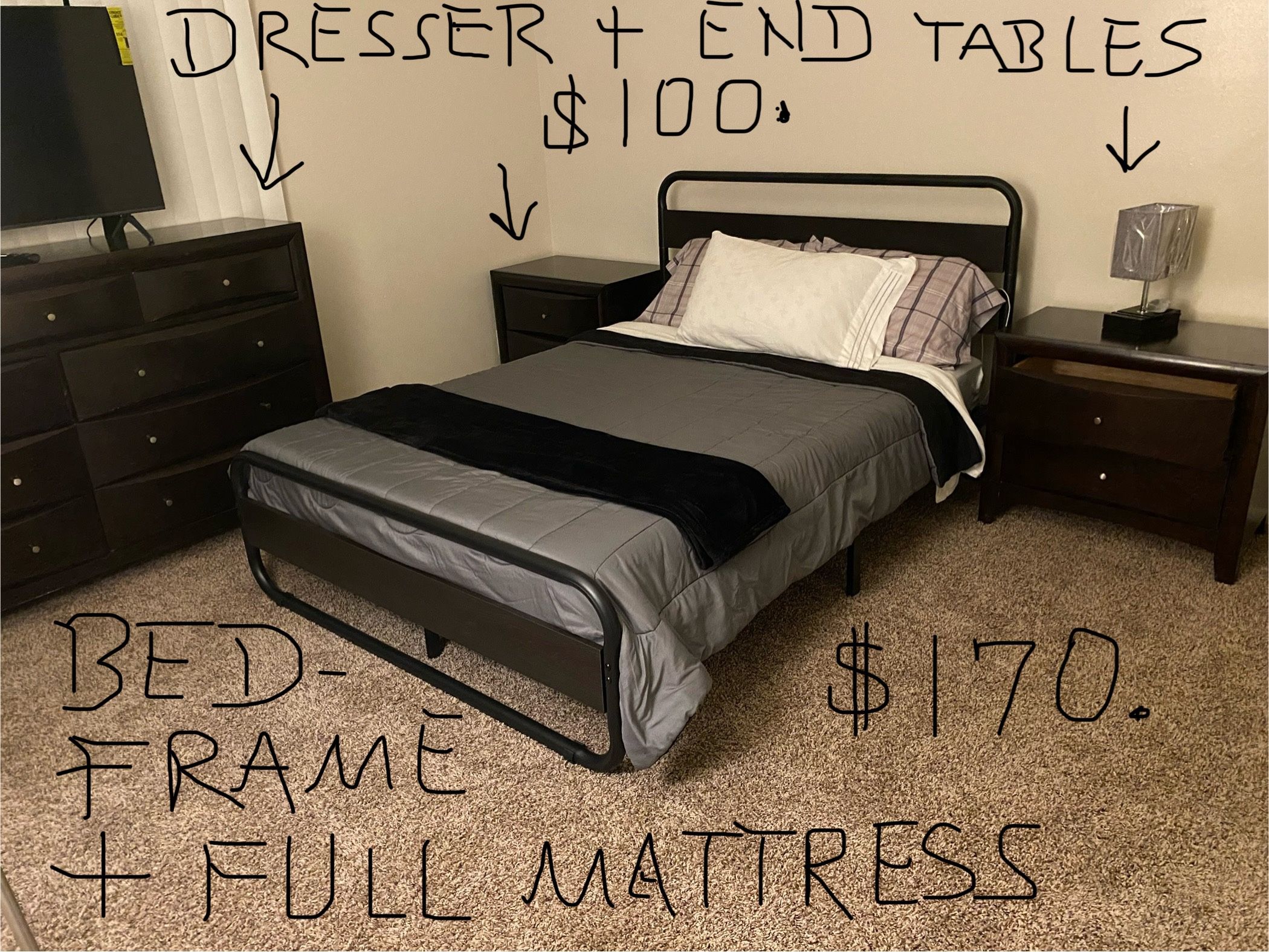 Full Size Bed frame And Mattress 