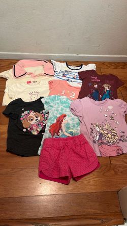 Lot of 9pcs Toddler Girl Size 5T Summer Clothes Disney T-shirts Short