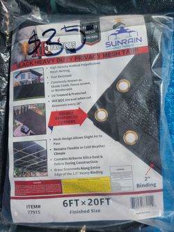 6ft × 20ft Black Heavy Duty Privacy Mesh Tarp