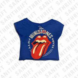 The Rolling Stones 50th Anniversary Graphic Crop Top – Blue