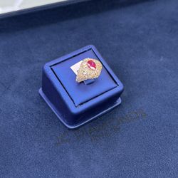 Ring 10k Gold Diamonds Real / Ruby 