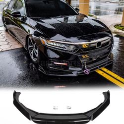 Gloss Black Front Bumper Lip Spoiler Splitter 3PCS For 2018-2020 Honda Accord Sport