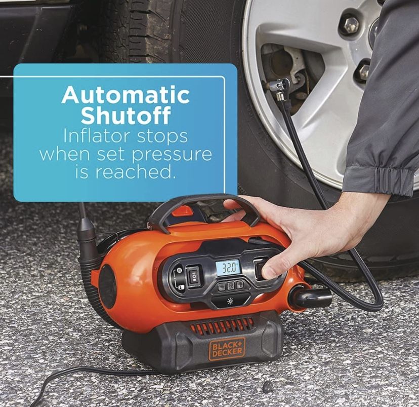 BLACK+DECKER 20V MAX* Cordless Tire Inflator, Cordless & Corded Power #2181