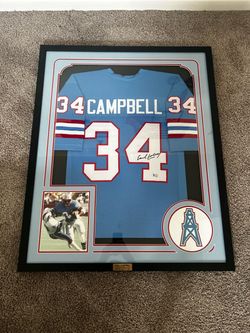Earl Campbell Signed Oilers Framed Jersey #34